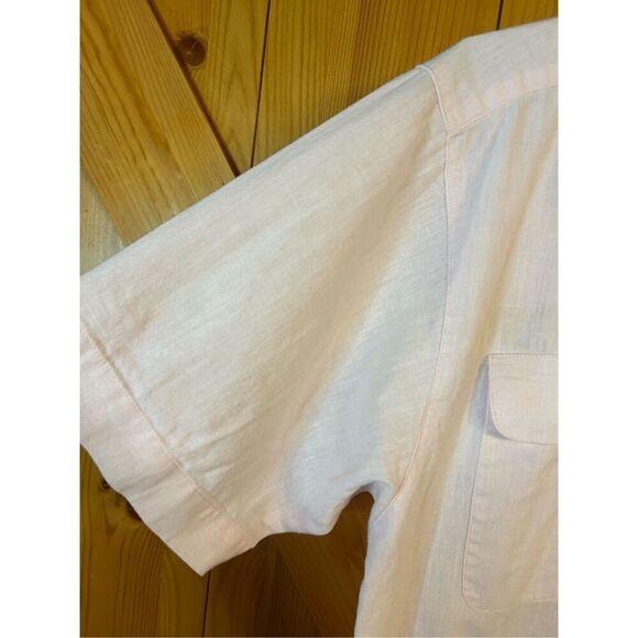 David Brooks short sleeve pink linen blend button up blouse size 10 (8384) - Picture 3 of 5
